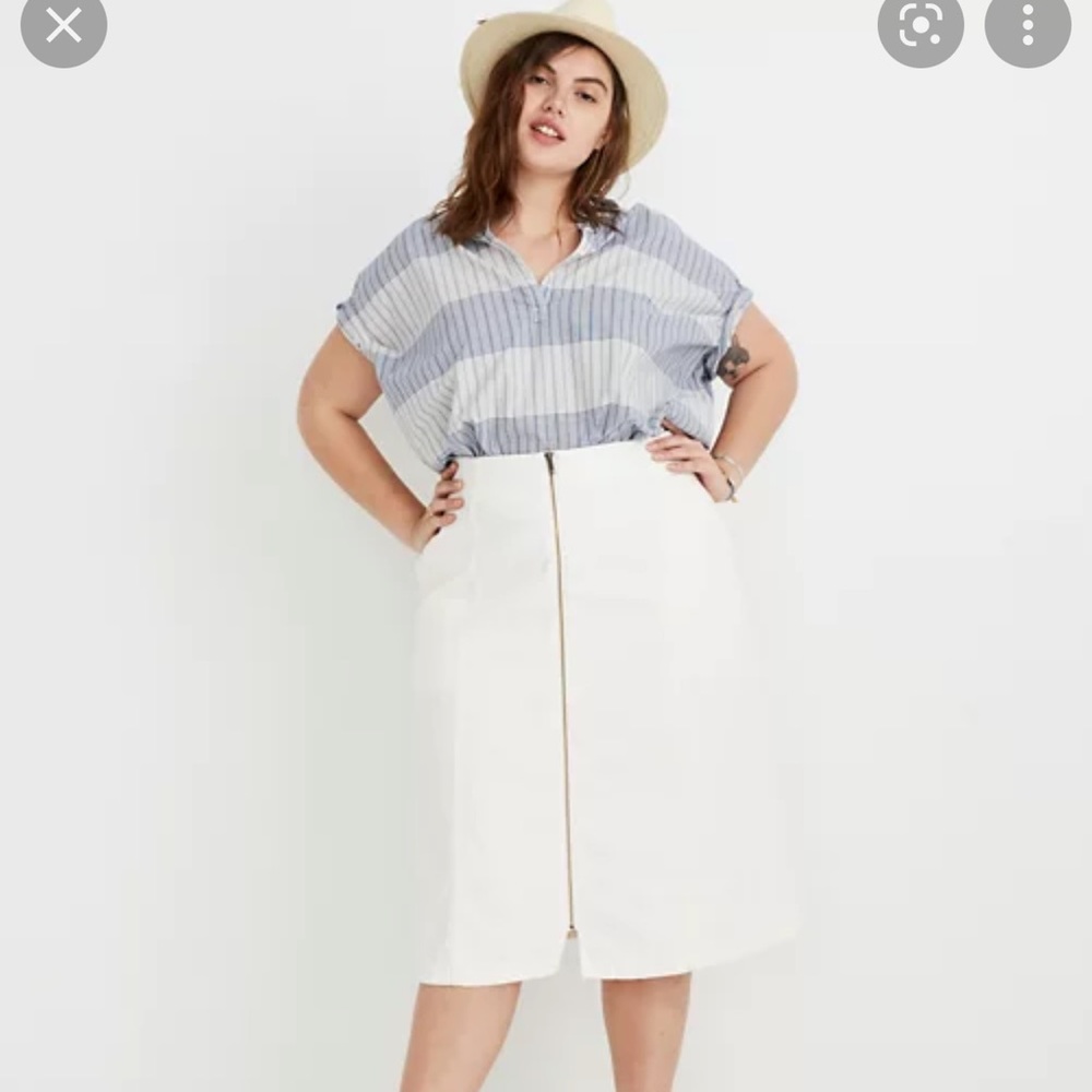 NWT Madewell White Denim Midi Skirt | sz 26